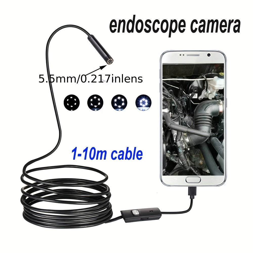 5.5mm Endoscope Camera with Type C Cable for Android Windows Devices 1m-10m Length 480P Video Inspection