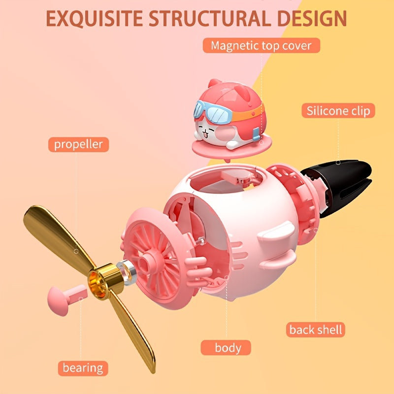 Cute Cartoon Duck Car Air Freshener Rotating Propeller Vent Fan Decoration