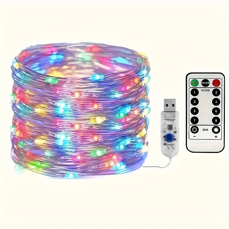 20m 200 LED USB-Powered Decorative String Lights with Remote Control for Indoor Outdoor Use