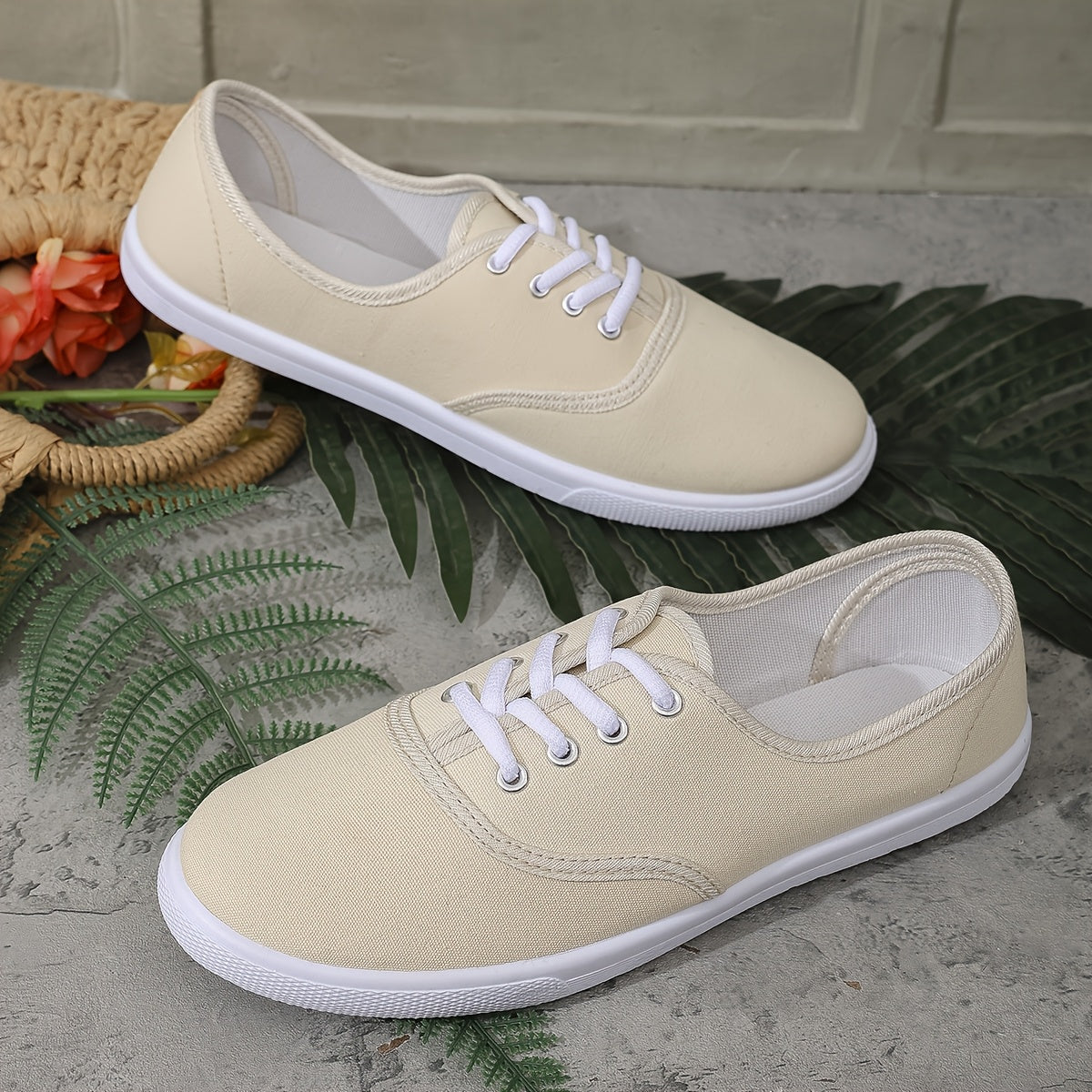 Women's White Slip-On Sneakers Breathable Fabric EVA Insole Casual Shoes