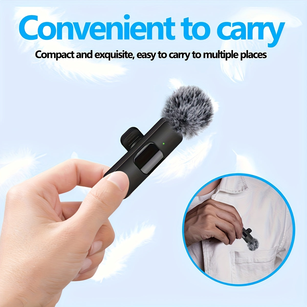 Wireless Lavalier Microphone for iPhone, Android, USB-C for Recording and Streaming