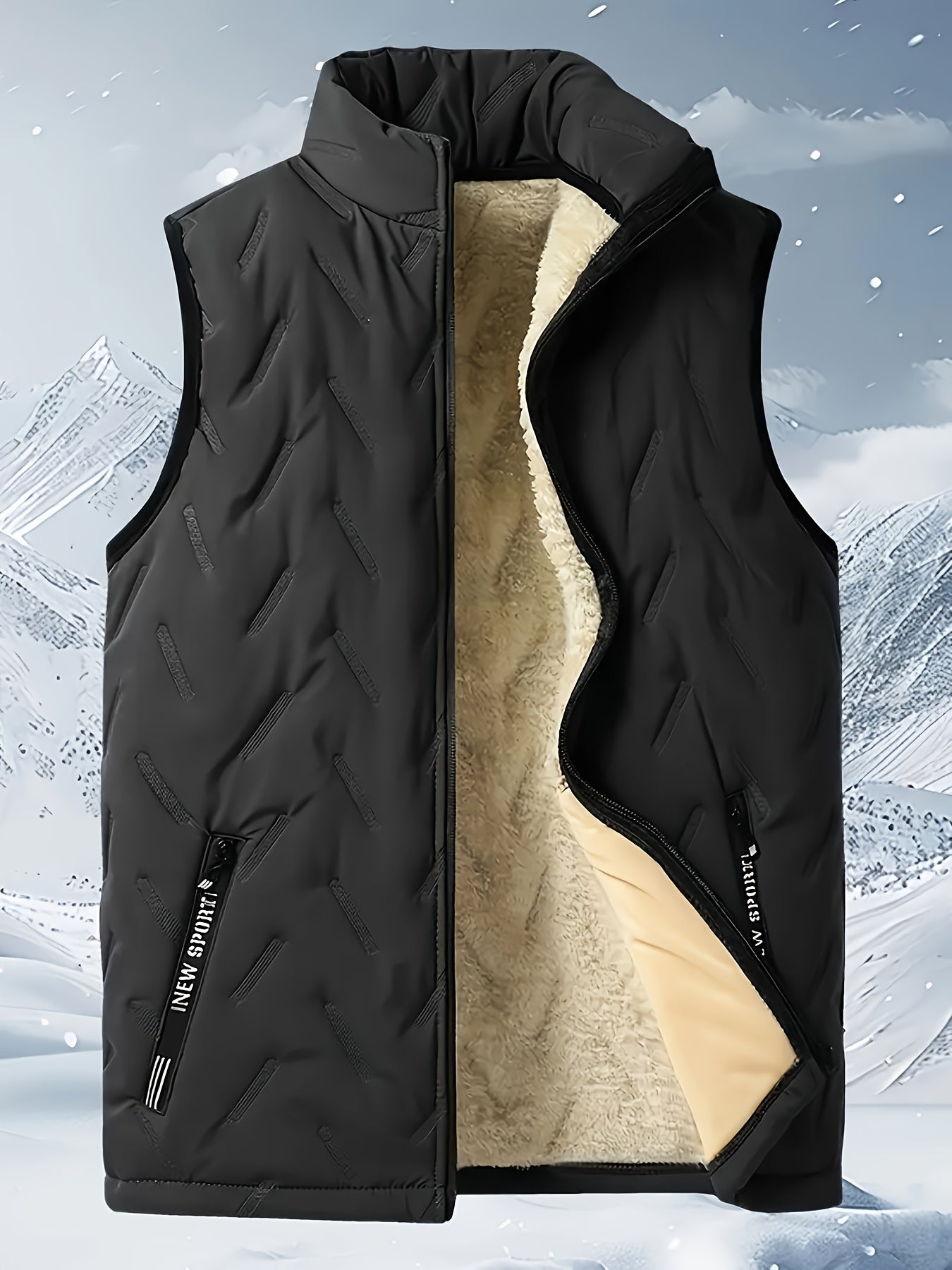 Men's Sleeveless Vest Polyester Stand Collar Solid Casual Fall Winter Outdoor