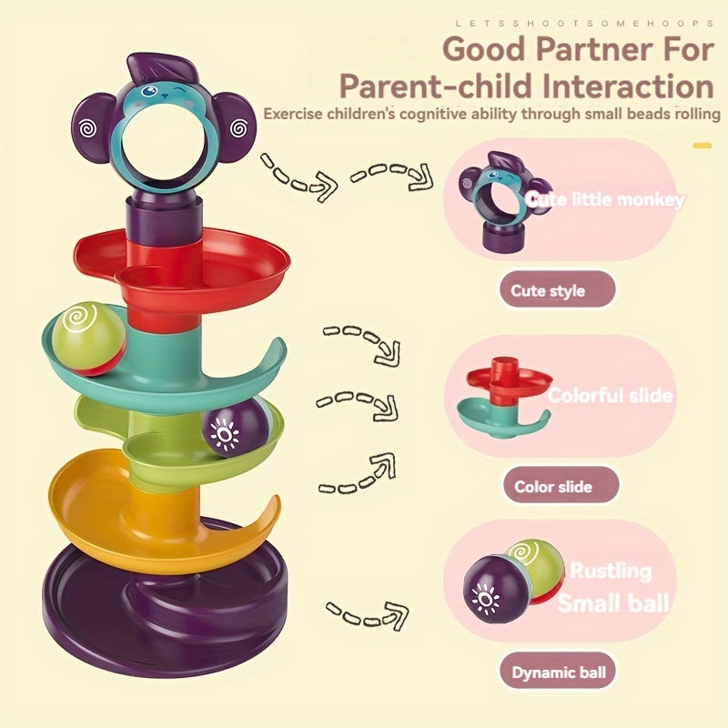 Educational Toy Set for Early Childhood Development Rolling Ball Stacking and Sliding Balls in Random Colors