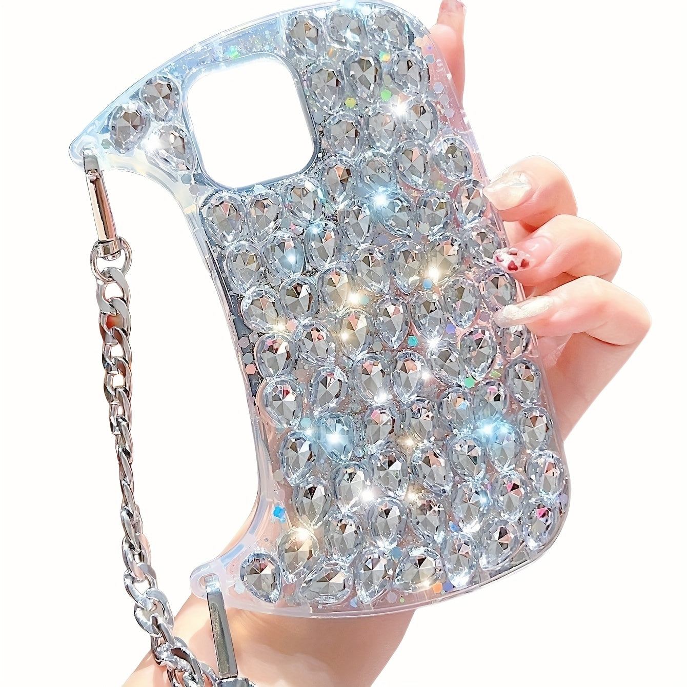Luxury Transparent TPU Phone Case with Wrist Chain for iPhone Models