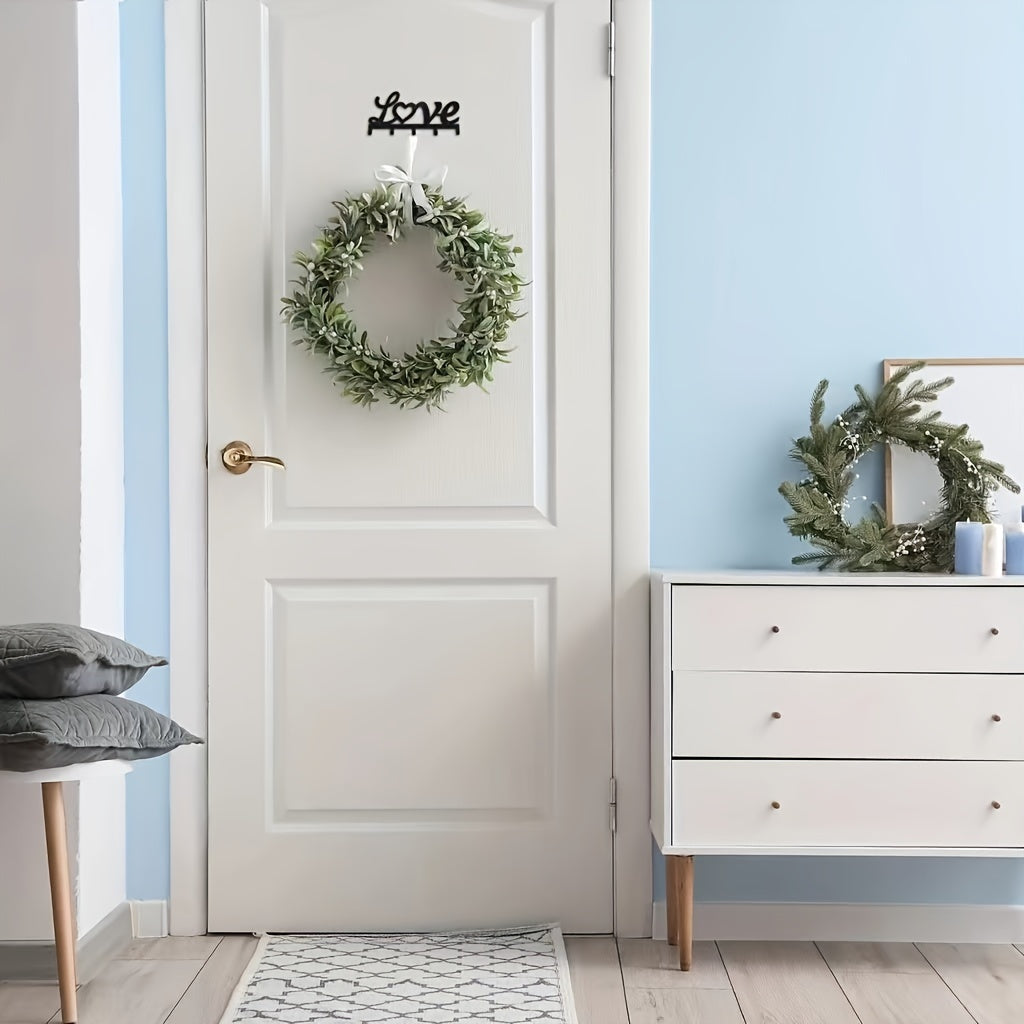 Black Metal Love Wall Hook with Wall Mount Iron Hook Organizer for Small Spaces