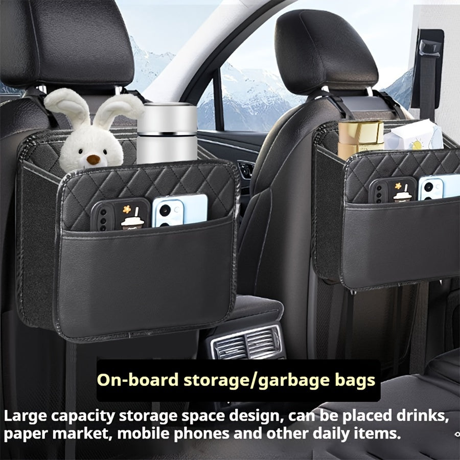 Car Back Seat Organizer with Multiple Pockets and Garbage Bin Storage