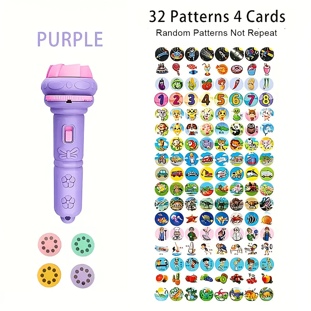 Linterna de proyección para niños con 32 patrones educativos para edades de 5-10 años, juguete duradero de ABS