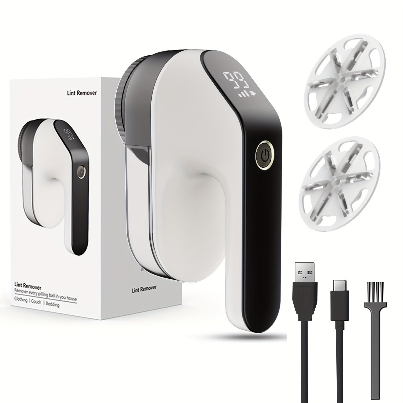 Rechargeable Electric Fabric Shaver with 3 Speeds and LED Display for Clothes and Upholstery