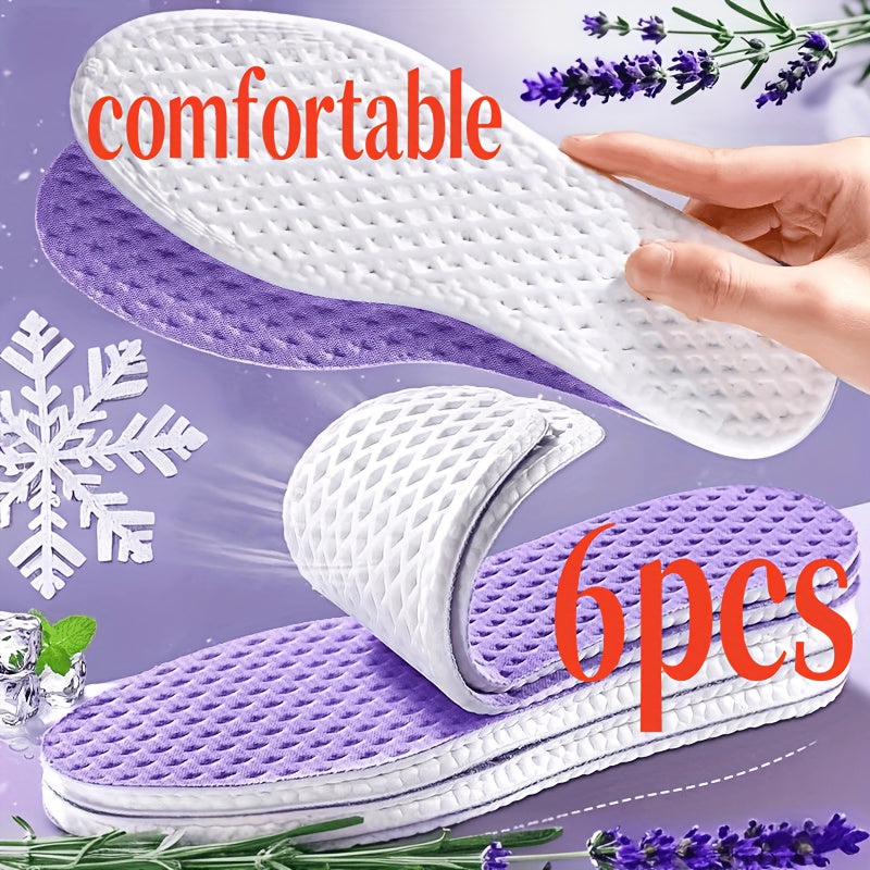 Unisex Summer Breathable Shock Absorption Insoles 3 Pairs Lavender