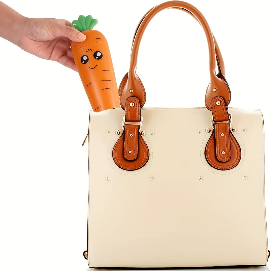 Set of 3 Travel Cutlery Pieces with Carrot Design Case Stainless Steel Spoon Fork BPA-Free Orange