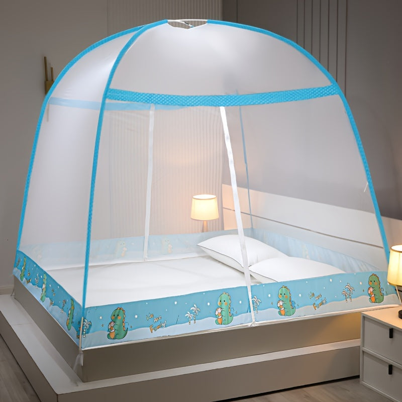 Pop-Up Mosquito Net for Bed with Full Coverage Easy Setup Durable Cartoon Design