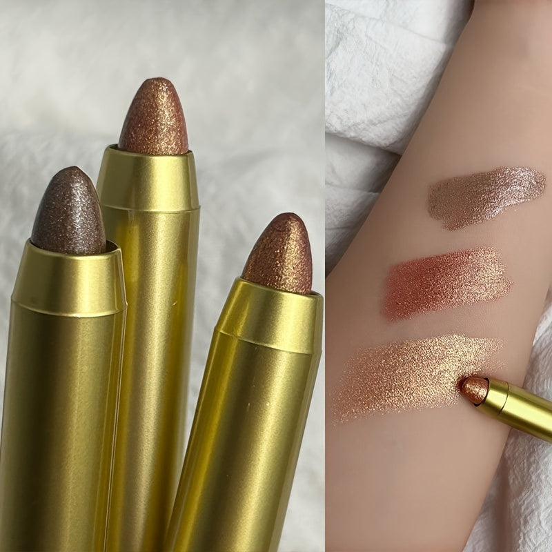 Lápiz de sombra de ojos con perlas para mujer, doble punta, de larga duración, a prueba de manchas