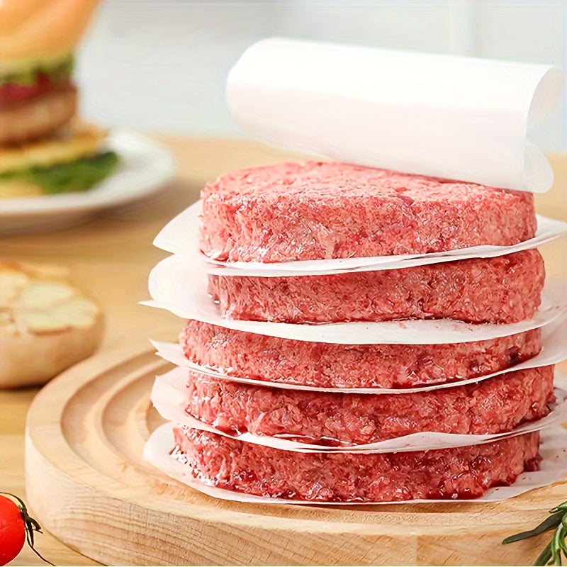 100 Pieces Non-Stick Hamburger Patty Paper Oil Absorbing Sheets for BBQ Freezing