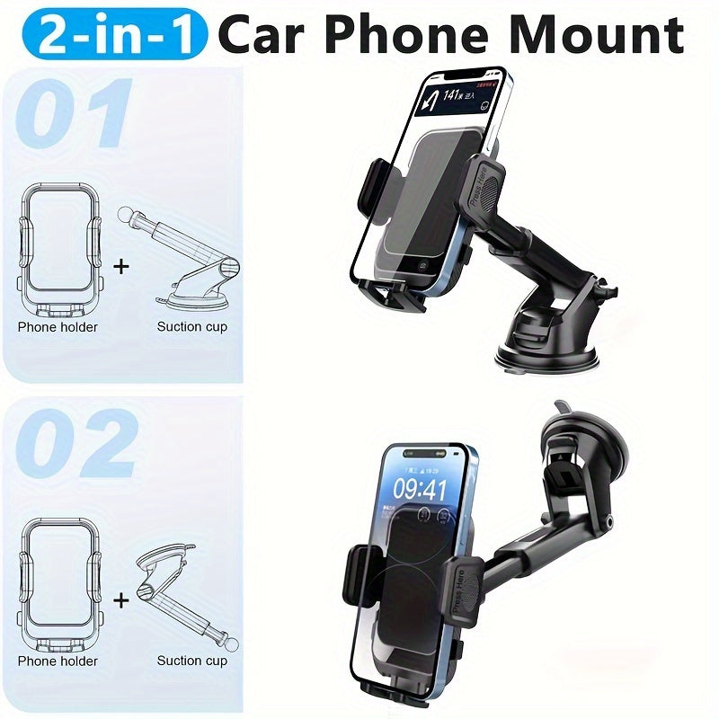 Universal Car Phone Holder with 360° Rotation Suction Cup Air Outlet Mount