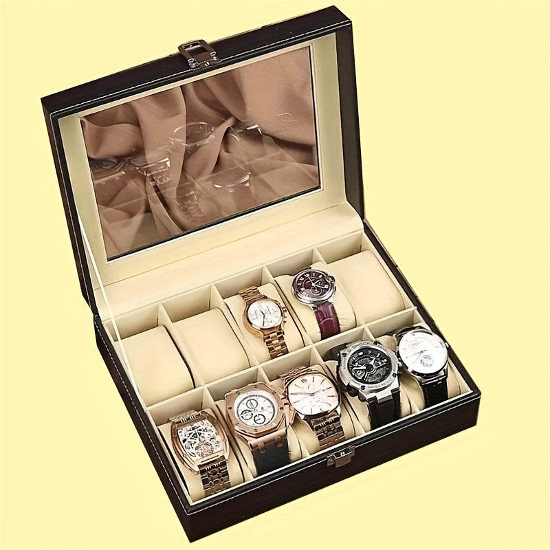 Luxury Travel Watch Storage Box with High Capacity and Retro Design for 6, 10, or 12 Watches