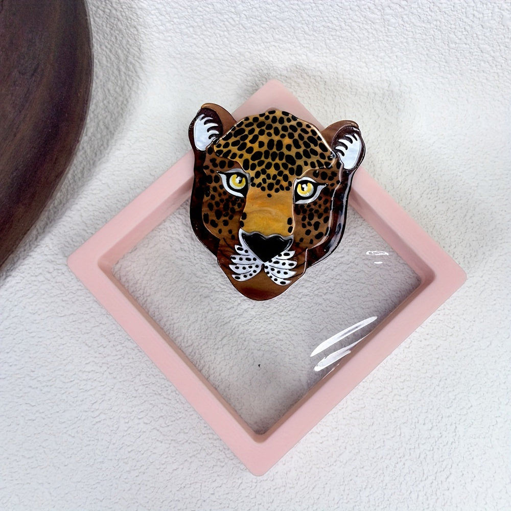 Acrylic Leopard Brooch for Dresses Hats Gift Box