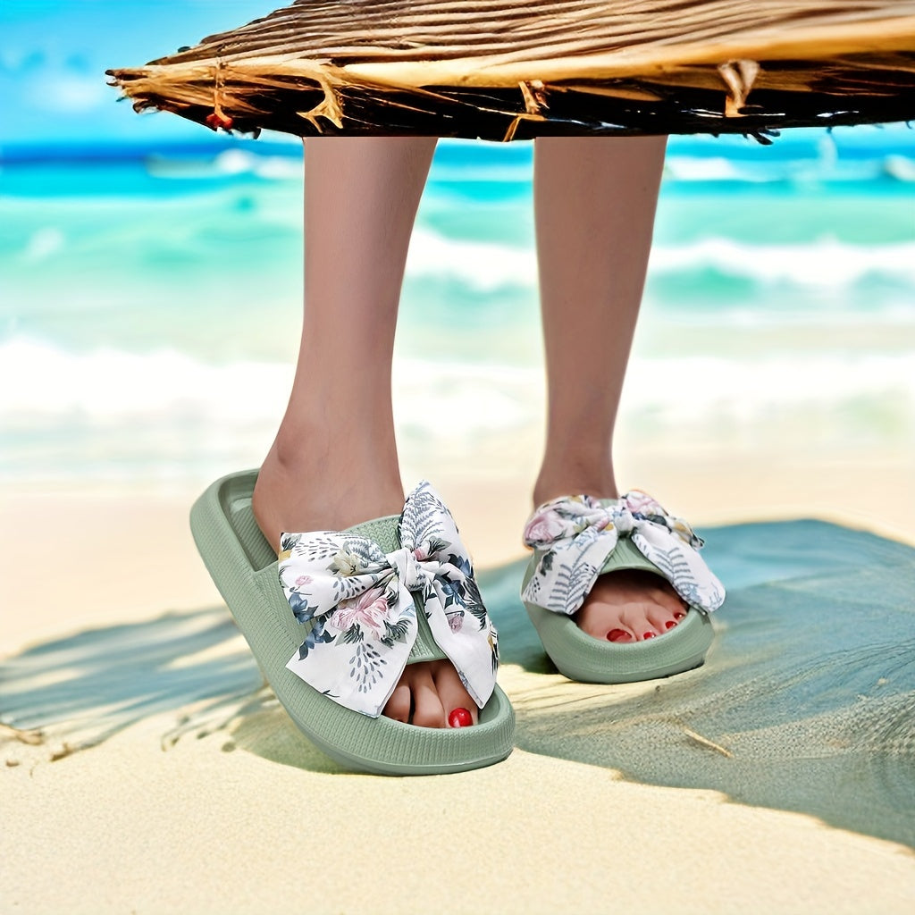 Ayollar uchun ochiq-toe yozgi plyaj shlyapasi bilan bowli slip-on sandallari apelsin