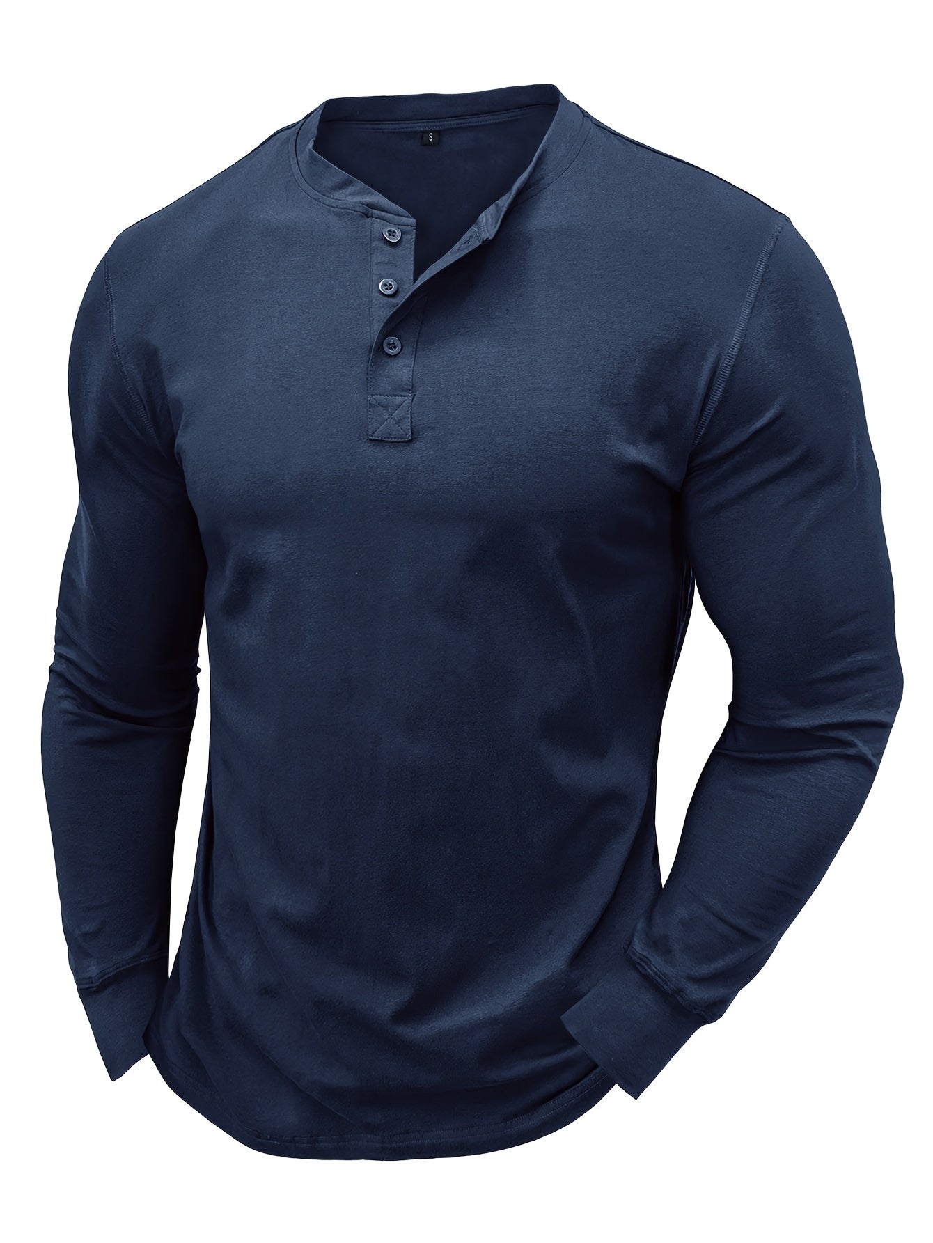 Men's Long Sleeve Cotton T-Shirt Henley Solid Fall Winter