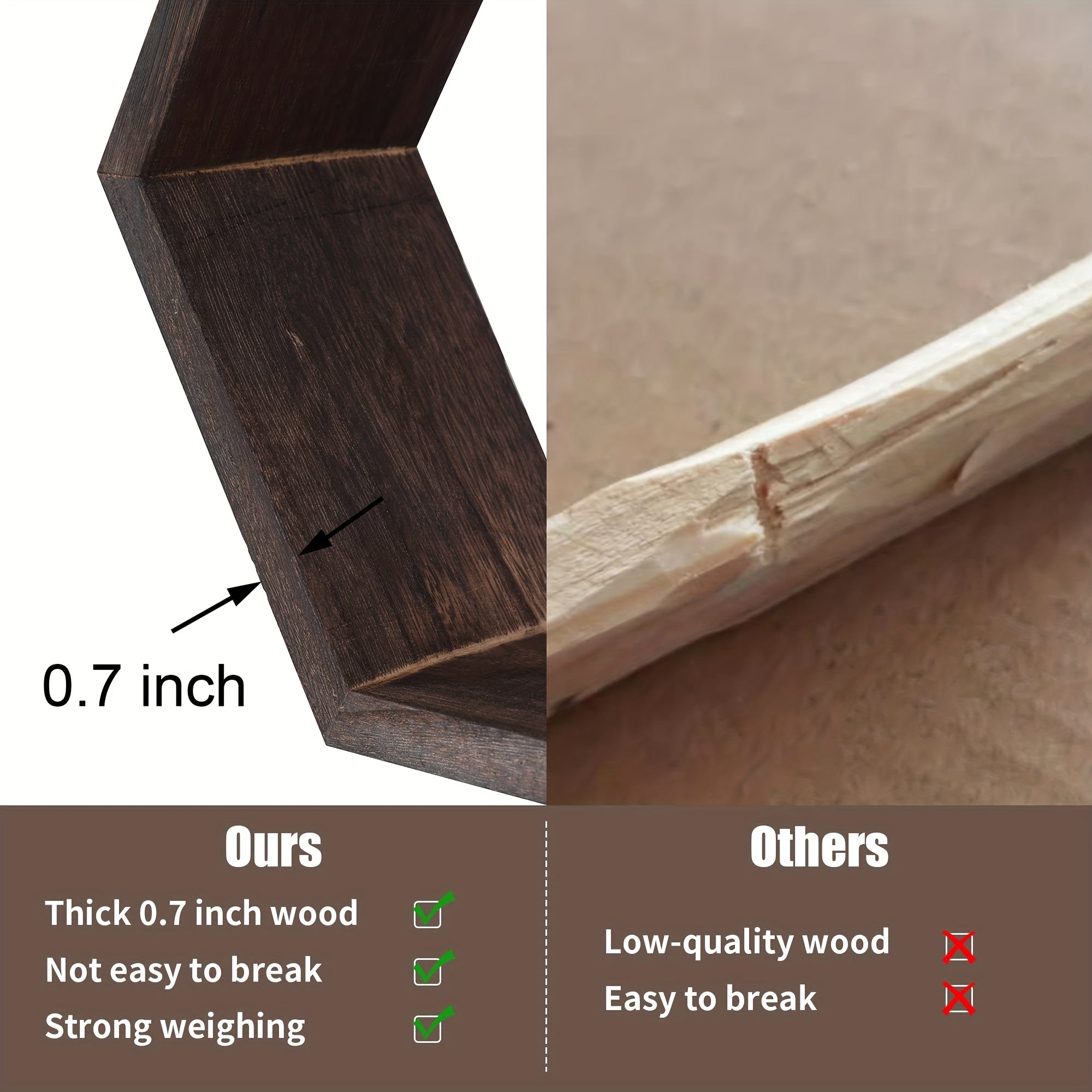 Estantes de pared hexagonales con acabado en madera flotante para baño, dormitorio, sala de estar y almacenamiento