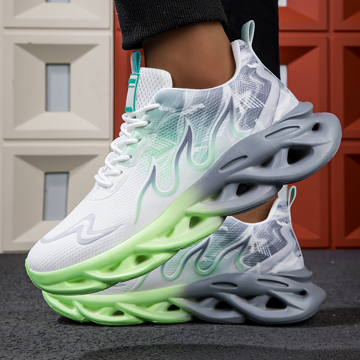 Unisex Lightweight Breathable Running Shoes – Shock Absorbing, White Blue Pink Blue