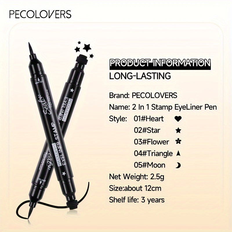 Women Black Liquid Eyeliner Pen Double-Ended Waterproof Long-Lasting