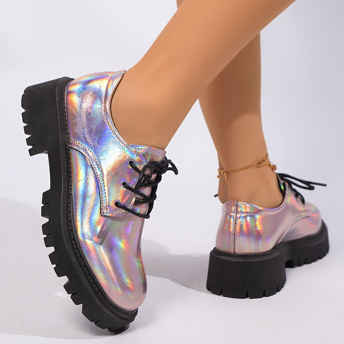 Women's Platform High Heel Boots Solid Color Lace-Up Dress Style