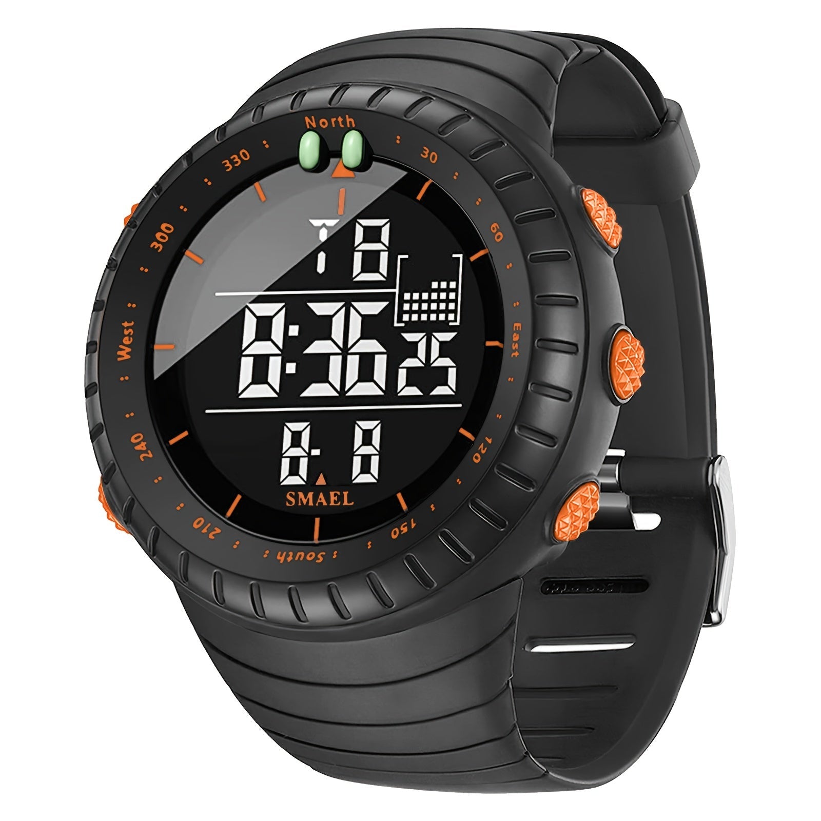 Men's Sports Smartwatch with Black Dial LED Display Alarm Stopwatch 12/24 Hour
