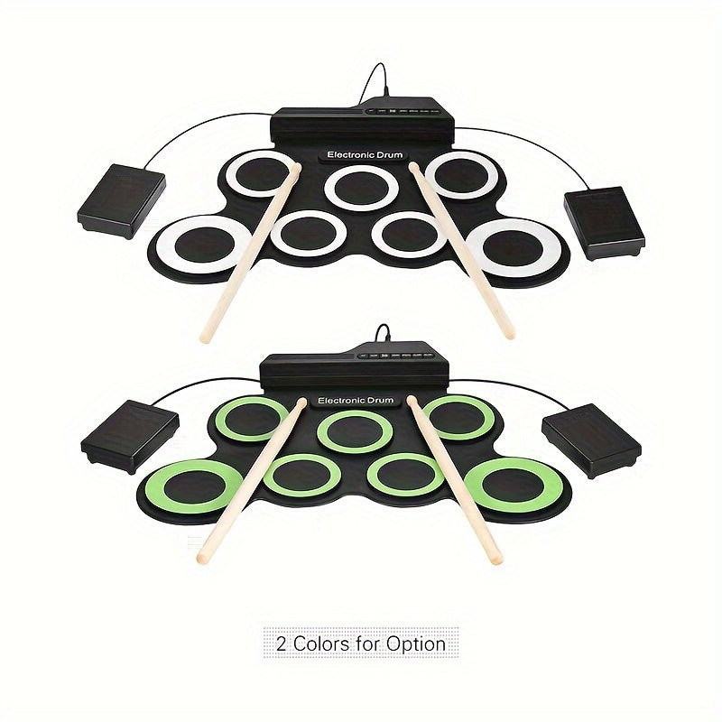 Foldable Electronic Drum Kit for Beginners with USB MIDI Output Headphone Jack and Metronome