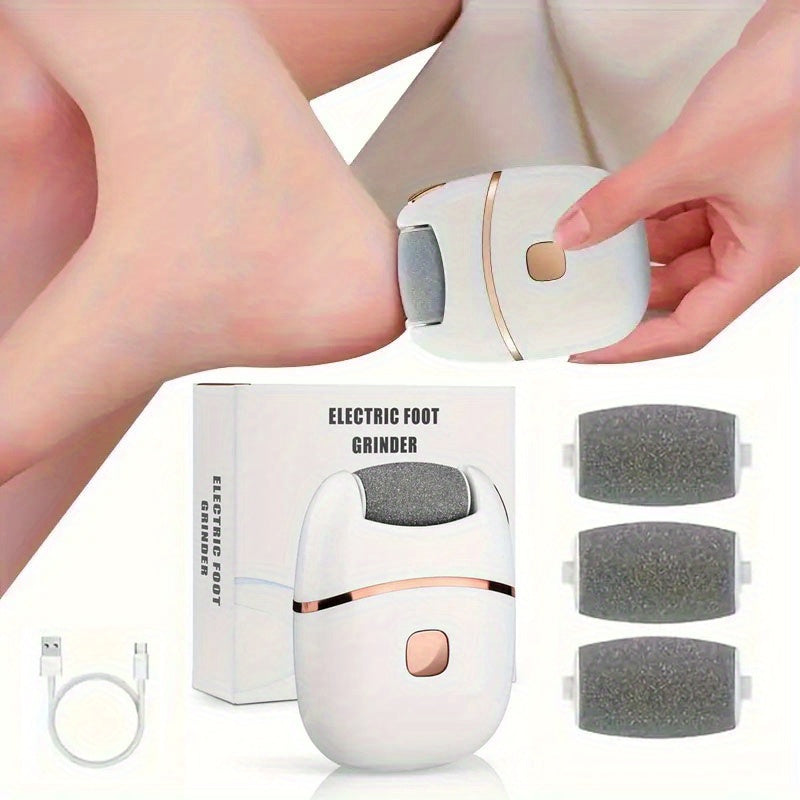 Electric Foot Grinder with Spare Heads for Thick Skin Removal 2-Speed Rechargeable Lithium Battery LED Lights Portable Cordless