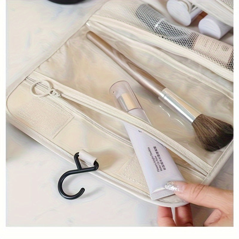 Women's Large Capacity Water-Resistant Makeup Bag With Hanging Hook Organizer
