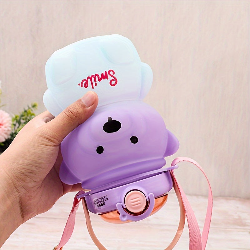 1000ml Transparent Water Bottle with Straws, Leak-Proof, PC Material, Handle