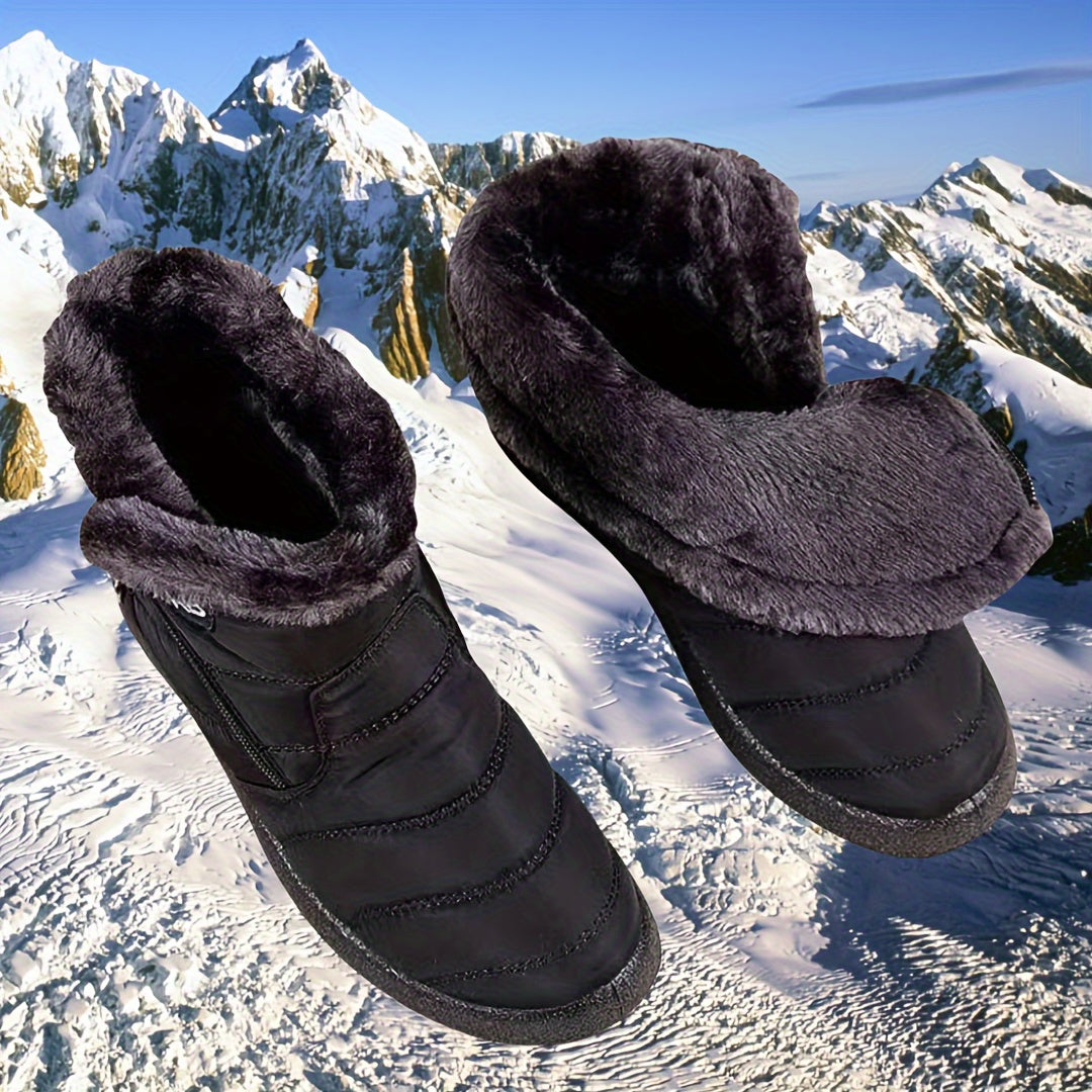 Women's Winter Snow Boots Mid-Calf Side Zipper Plush Lining
