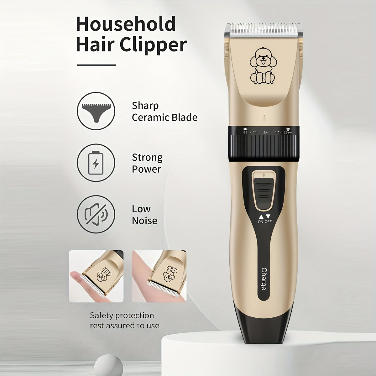 Pet Grooming Clipper USB Rechargeable Low Noise for Cats Dogs and Human Hair