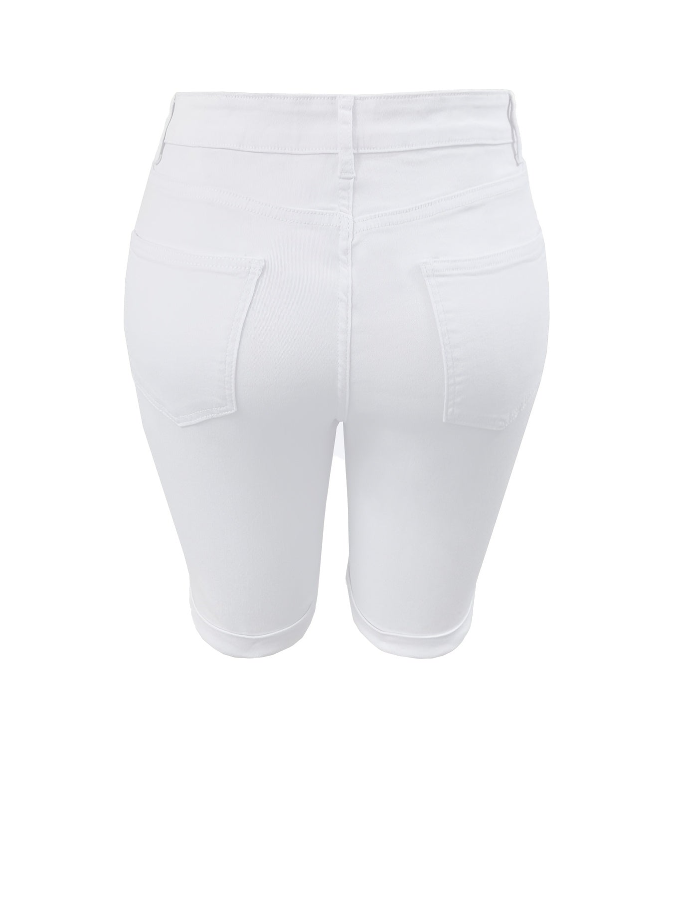 Ayollar uchun denim yuqori bel shortlari, elastik, to'rt fasl uchun, ko'k, katta