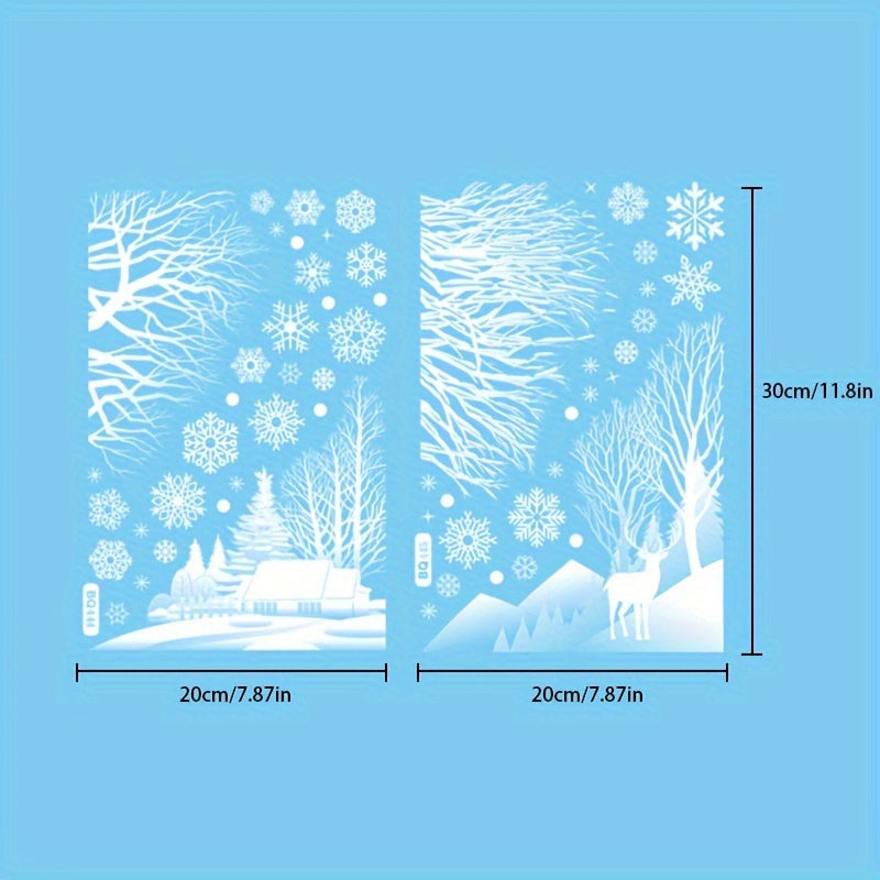 56-Piece Winter Snowflake Forest and Cabin Window Decals for Holiday Decor