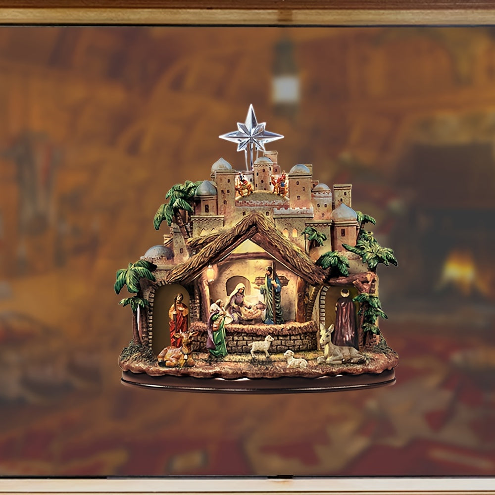 Nativity Scene Christmas Window Cling Self-Adhesive PVC Holiday Decor
