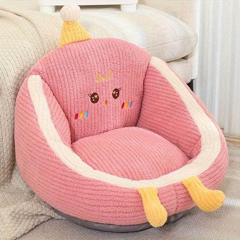 Round Polyester Cushion for Full Body Support, Machine Washable Pink Gaming Seat Pad