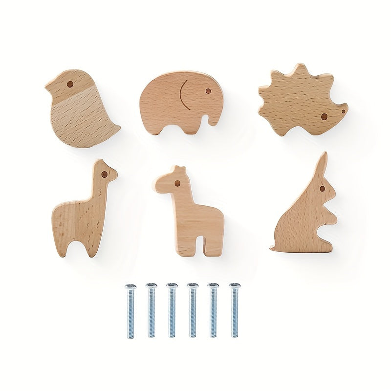 Wood Cartoon Drawer Pulls Knobs for Cabinets and Drawers Kids Room Decor
