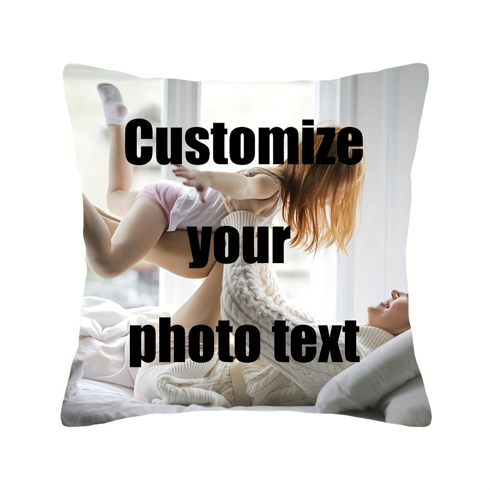 Personalized Photo Pillowcase Single-Sided Print Polyester Cushion Cover for Wedding Family Valentine Anniversary