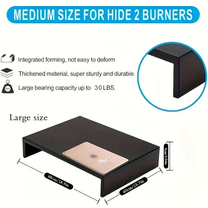 Black Non-Retractable Stove Burner Cover Heat-Resistant Organizer for Electric Stoves