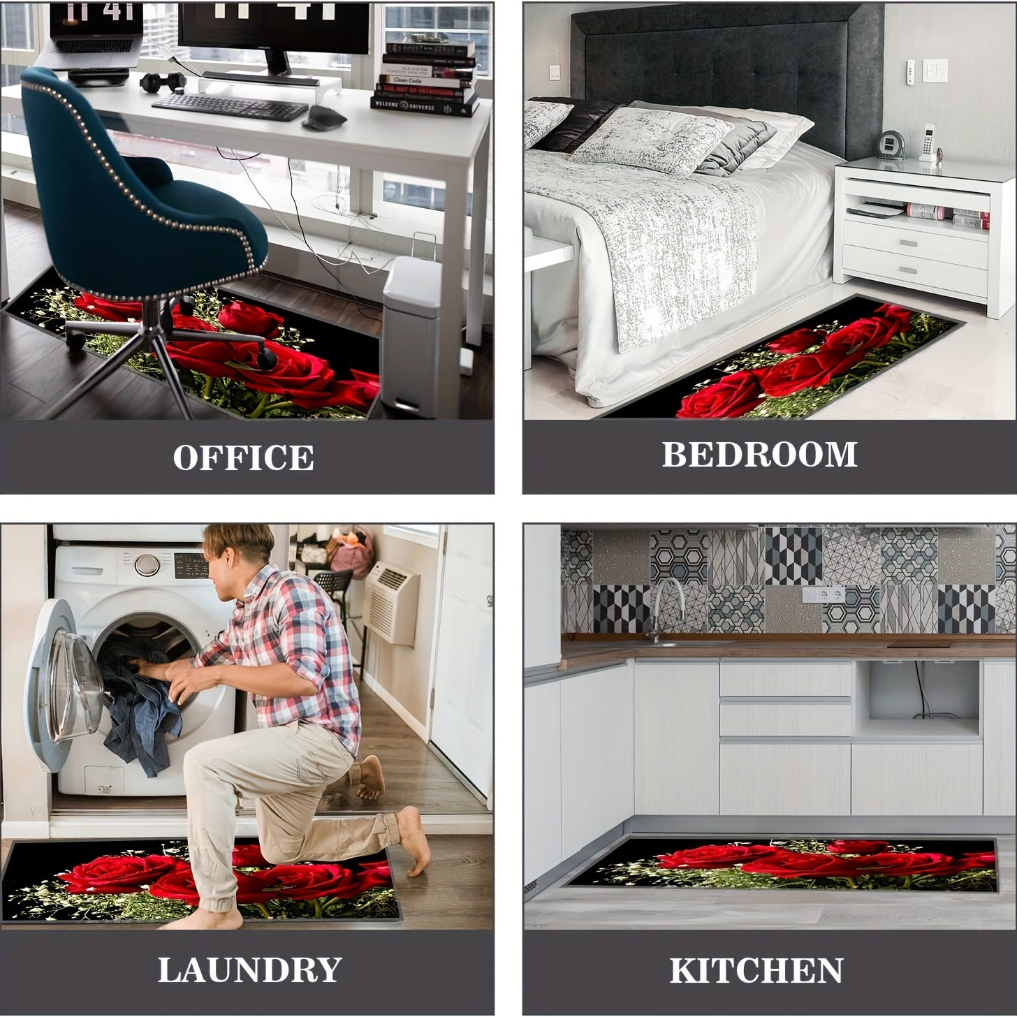 Набор кухонных ковриков с амортизирующими противострессовыми ковриками, водонепроницаемый, нескользящий, в рустикальном стиле