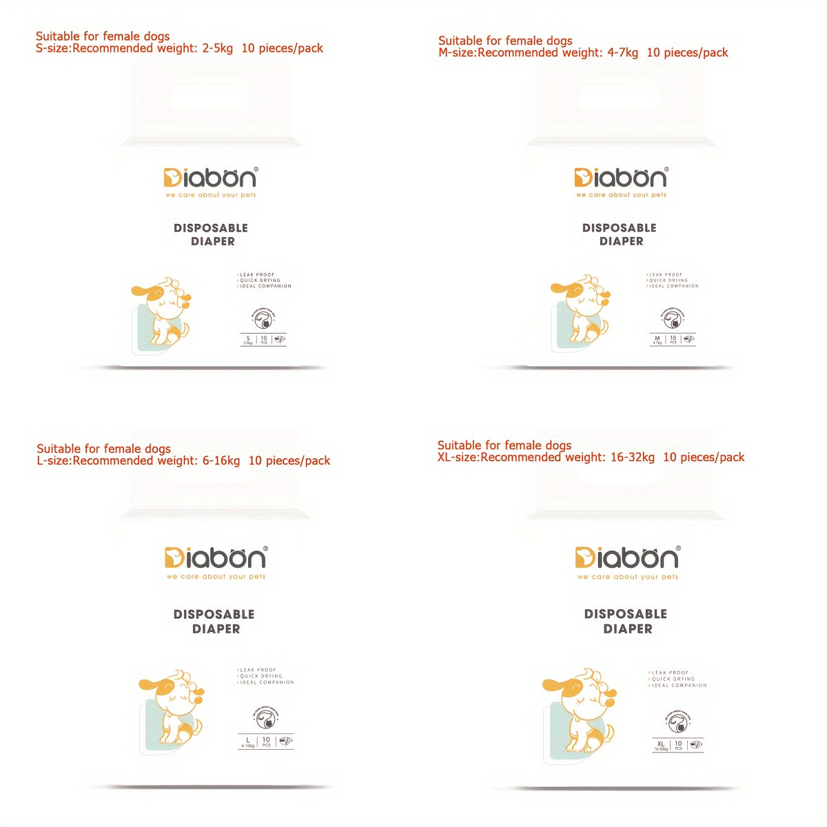 Pañales para perros para mascotas pequeñas, secado instantáneo, a prueba de fugas, suaves, multidireccionales