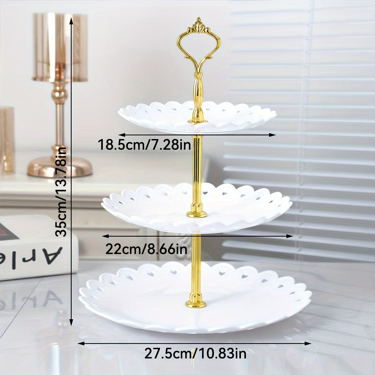 6-Piece White and Black 3-Tier Cupcake Holders Set for Weddings and Events