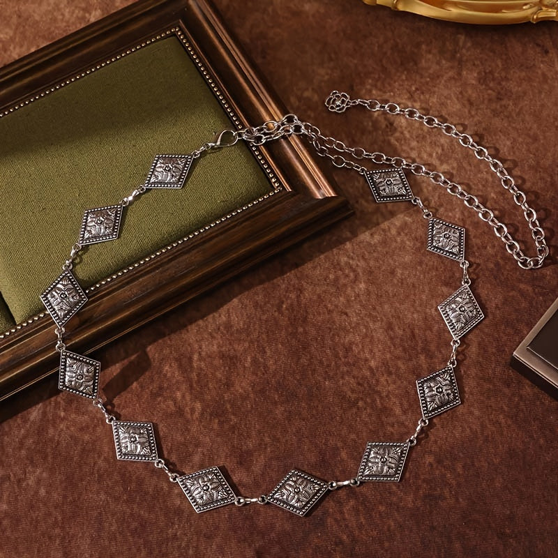 Women's Boho Style Waistband with Adjustable Chain Belt and Body Jewelry in Gold and Silver