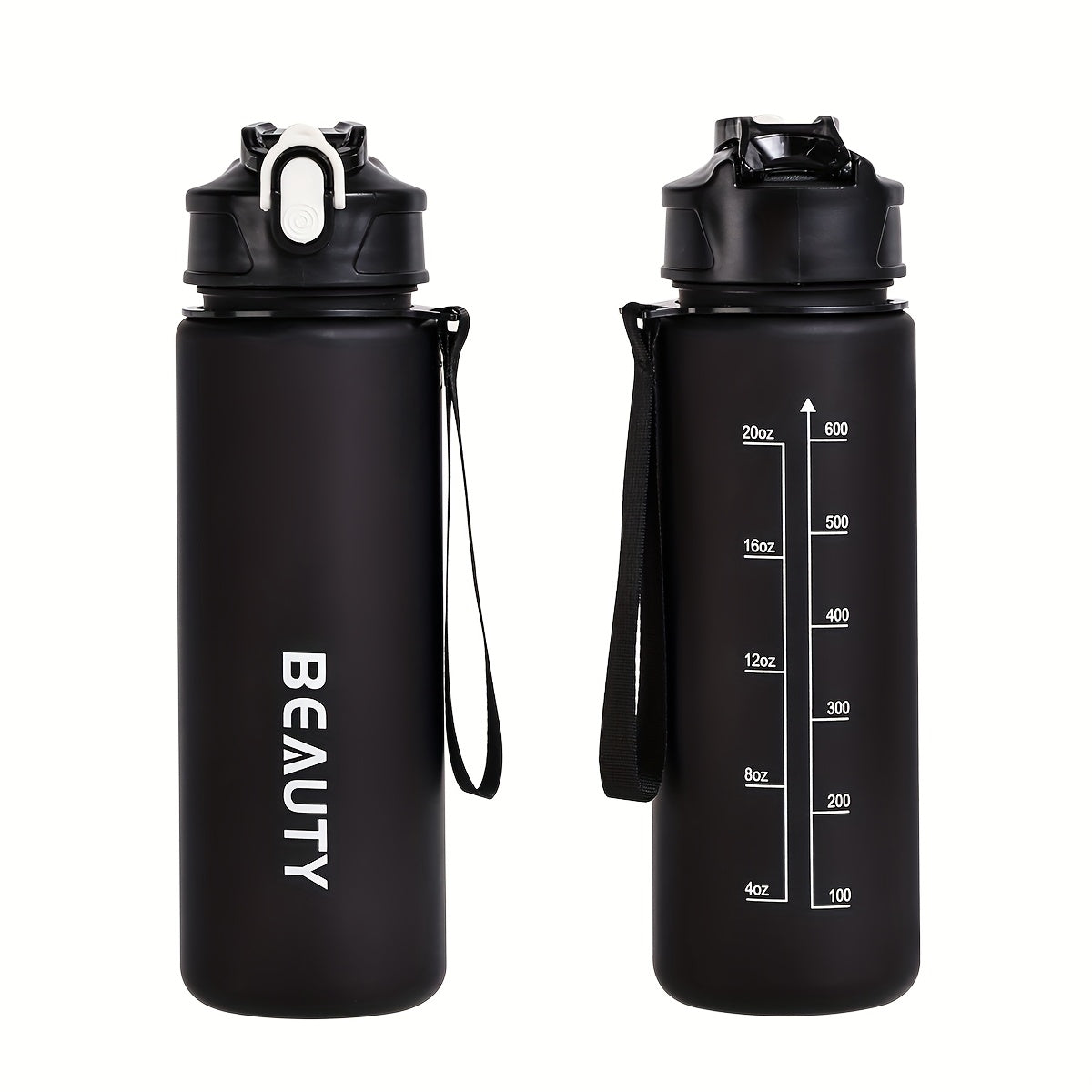 Frosted Plastic Water Bottle with Scale for Outdoor Sports and Office Use