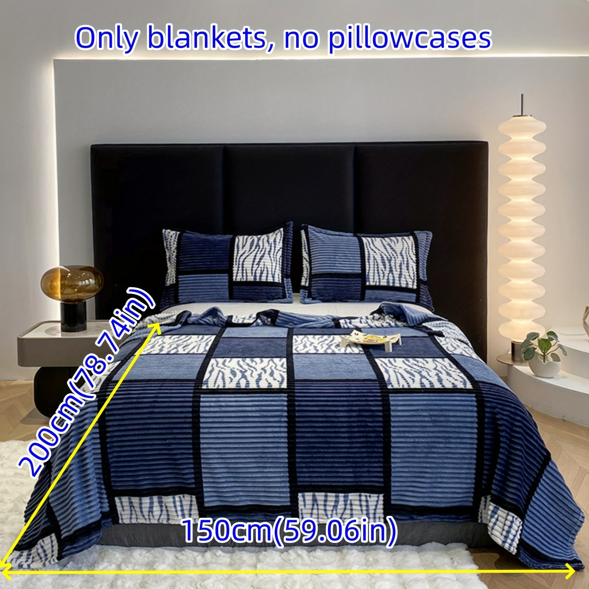 Striped Grid Blanket Lightweight Breathable All-Season Sofa Bed Travel 1 Piece