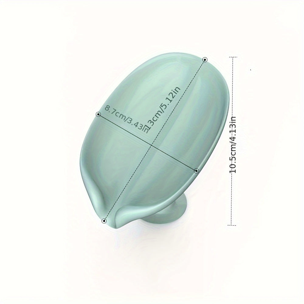 Leaf-Shaped Soap Dish for Shower and Bath, Sponge Tray, Draining Soap Holder