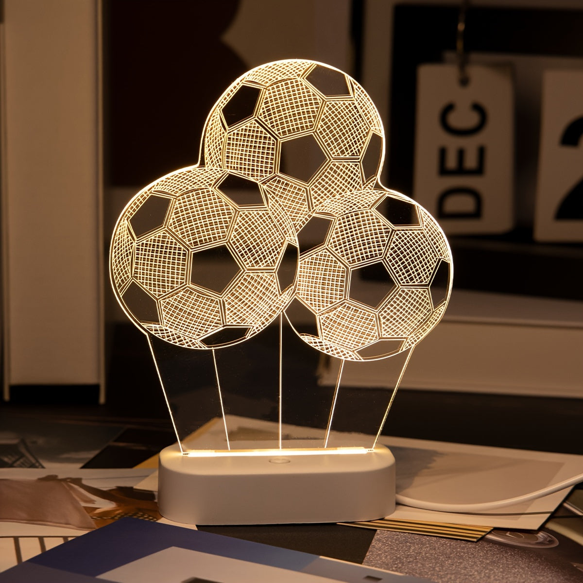 Soccer Ball Night Light USB Powered for Modern Living Room and Bedroom Decor