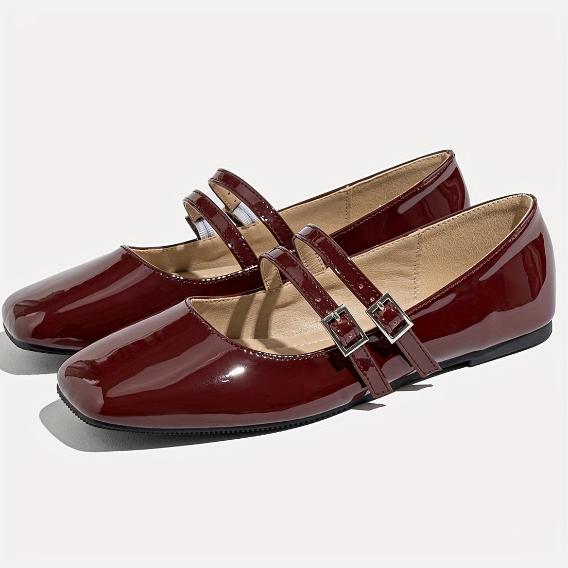 Women's Casual Mary Jane Flats with Buckle Closure and TPR Sole