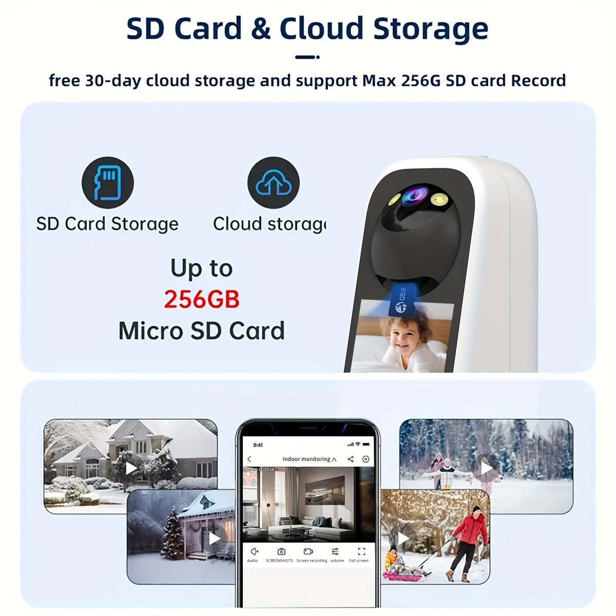 3MP HD WiFi Security Camera with 7.11cm Screen PTZ Night Vision Two-Way Audio Auto Tracking Home Monitoring